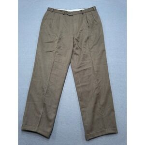 Marks‎ & Spencer Dress Pants Men's 38x32 Brown New Wool Pleated High Rise UK
